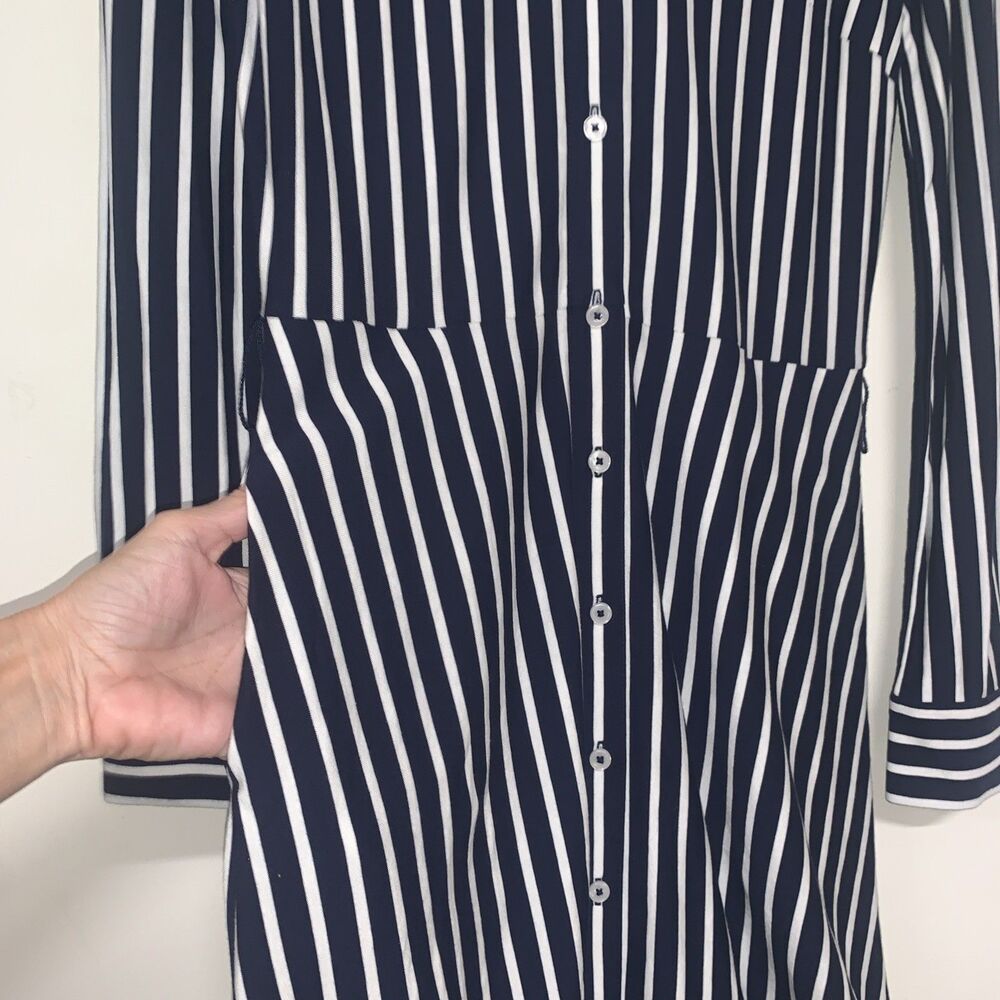 Boden Marcia Shirt Midi Dress Womens 8R Navy White Stripe Jersey Office Preppy - Picture 12 of 13